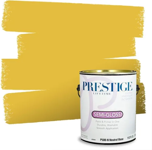 Miniatura 120 de PRESTIGE Pinturas Pintura Exterior e Imprimación En Uno, 1 Galón, Satinado, Pareja Comparable de Benjamin Moore* Amarillo* 320BM-PCM
