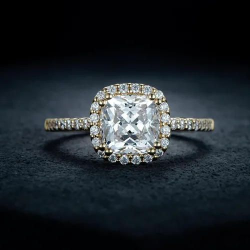 Miniatura 6 de HAFEEZ CENTER Engagement Rings for Women, Promise Rings for Women, Rings, Rings for Women, 2.5ct Cushion Cut Yellow Gold Plated Engagement Rings