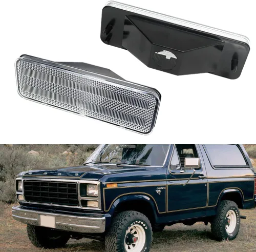 Miniatura 6 de Para 1980 1981 1982 1983 1984 1985 1986 Ford BRONCO F-150 F-250 F-350 Luces de marcador laterales de parachoques delantero lente ámbar LED Luces LED