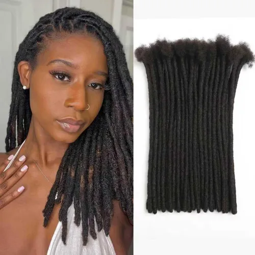 Miniatura 21 de Extensiones Loc de 10 pulgadas de grosor de cabello humano de 10 pulgadas, 10 hebras, extensiones de rastas de cabello humano para mujeres