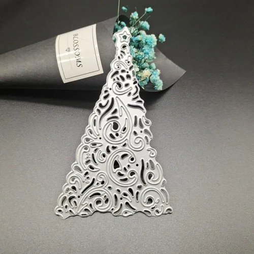 Troqueles de metal para cortar árbol de Navidad de color plateado, plantillas para manualidades, álbumes de recortes, tarjetas, manualidades,
