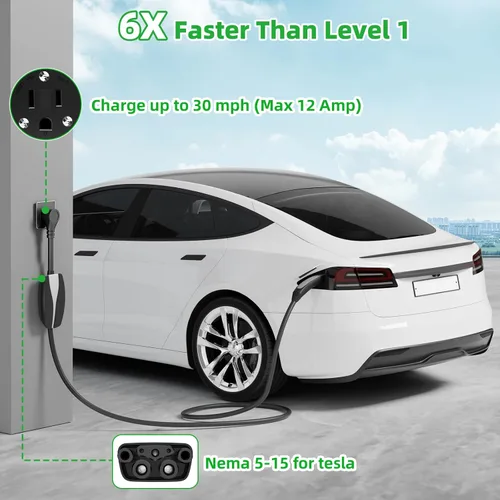 Miniatura 7 de Adaptador para Tesla NEMA 5-15, adaptador de carga rápida Neme-5-15 de 12 amperios máximo para Tesla Model S 3 X Y para cargar en secadora de 4