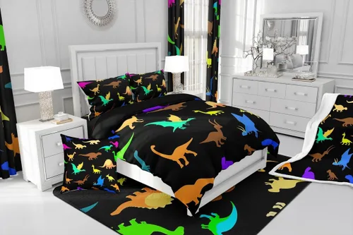 Miniatura 6 de Erosebridal Juego de edredón para niños, tamaño individual para niños y niñas, ropa de cama de dinosaurio degradado, decoración de dormitorio