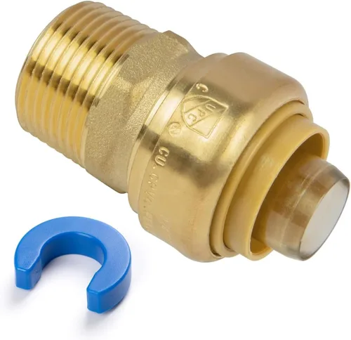 Adaptador macho PTC de 1 pulgada a 1 pulgada NPT Push-Fit, Empuje para conectar accesorios de plomería de latón para cobre, CPVC, tubos PEX, con