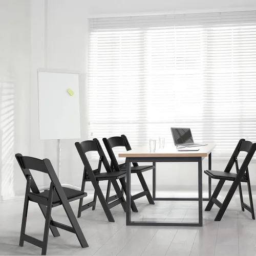 Miniatura 8 de FCH Silla plegable de plástico con asiento acolchado, sillas plegables de resina con cojín suave, cómoda y resistente, adecuada para interiores