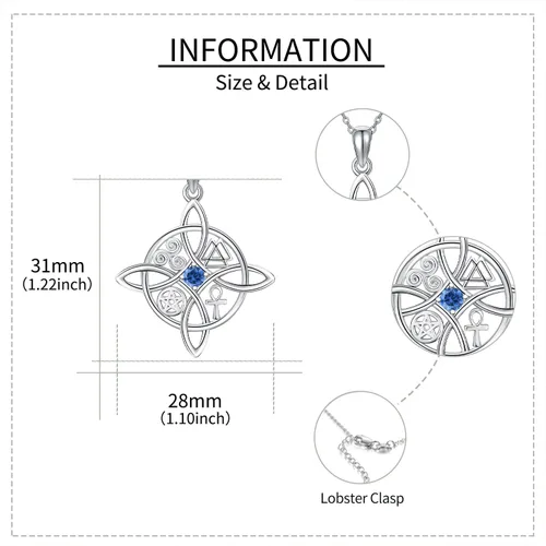 Miniatura 70 de YAFEINI Collar con dije de nudo de bruja de plata de ley, amuleto de bruja de cruz celta, regalo para mujer