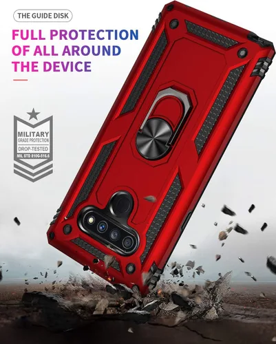 Miniatura 4 de Dionsibei Carcasa de grado militar para LG Stylo 6, soporte de anillo giratorio de metal 360, soporte magnético para montaje en automóvil, funda