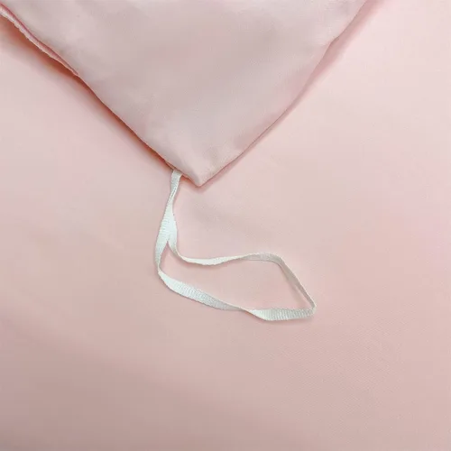 Miniatura 7 de MOOWOO Ropa de cama para niñas – Funda de edredón con volantes en cascada – 2 piezas Shabby Chic Color sólido suave y transpirable con cierre de Rosa