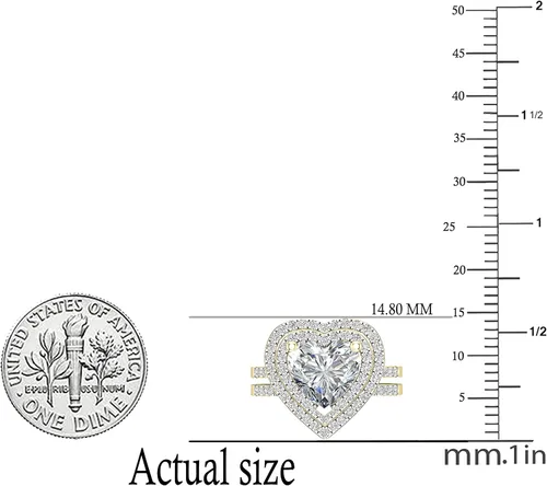 Miniatura 57 de Dazzlingrock Collection Juego de anillos de compromiso de doble halo con diamantes naturales redondos y piedras preciosas creadas en laboratorio