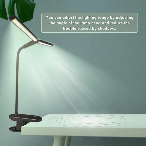 Miniatura 7 de Luz de lectura LED con clip, lámpara de escritorio 48 LED de 2600 mAh, batería recargable por USB, luces de libro recargables por USB, brillo Negro