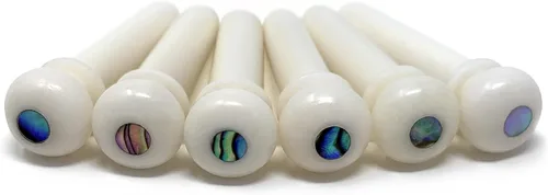 Miniatura 13 de Pasadores de puente de hueso ranurado Crosby Pure Bone con incrustación de punto de abulón para guitarra acústica de 6 y 12 cuerdas