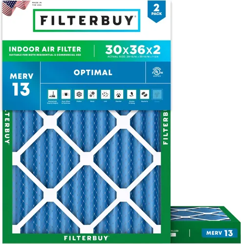 Miniatura 66 de Filterbuy Filtro de aire MERV 13 de 8 x 14 x 1 pulgadas, protección óptima contra el humo y la alergia (paquete de 2), filtros electrostáticos