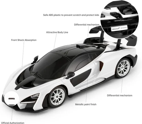 Miniatura 4 de RASTAR Juguete RC, McLaren Senna 1:24 Control remoto RC Car, Coche de juguete McLaren para niños - Blanco