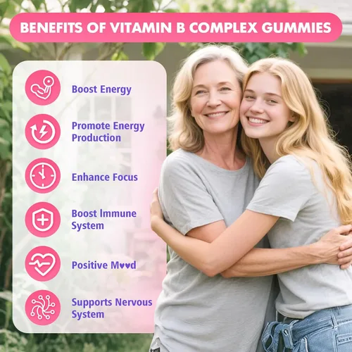 Miniatura 3 de Gomitas de complejo de vitamina B, todas las vitaminas B + metilo B12, B1, B2, B3, B5, B6, biotina, metilfolato, vitamina C, colina, inositol, PABA