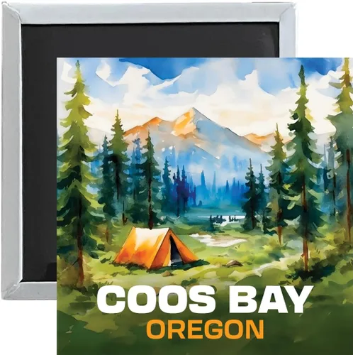 Coos Bay Oregon Souvenir - Tienda de campaña con imán (2.5 x 2.5 pulgadas)
