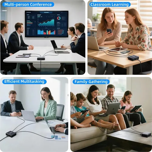 Miniatura 9 de 320W Carga Rápida Bloque de Cargador USB C de 8 Puertos, Estación de Carga USB Multi-Dispositivo Cargador de Pared de Escritorio con Tecnología GaN