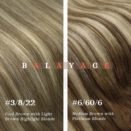 Miniatura 9 de Sunny Hair - Extensiones de cabello humano U-tip, balayage, extensiones de cabello humano castaño con rubio degradado, K-tip, extensiones de cabello