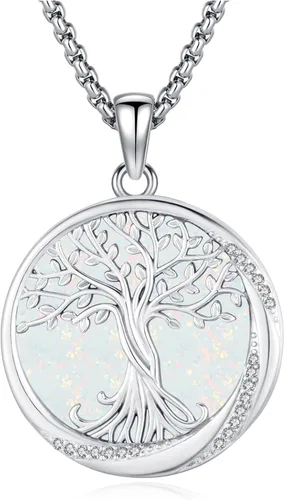 Miniatura 19 de Eusense Collar de ópalo para mujeres y hombres, joyería de ópalo azul y blanco de plata de ley 925 con dije de ópalo auténtico, regalo