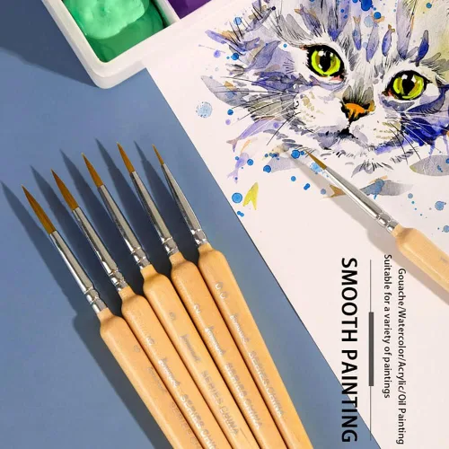 Miniatura 6 de Juego de 11 pinceles de pintura de detalles finos en miniatura, juego de pinceles para acrílico, acuarela, óleo, cara, uñas, pintura de modelo a