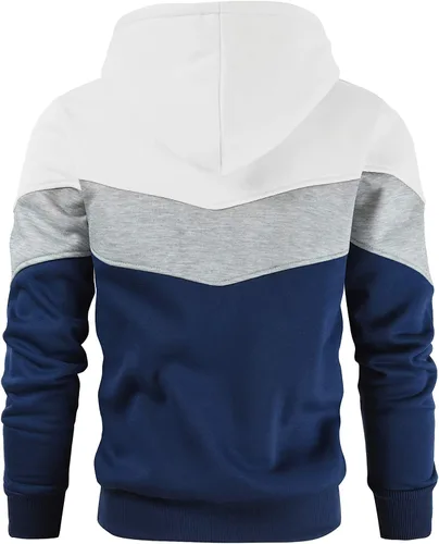 Miniatura 3 de Gesean - Sudadera con capucha de manga larga para hombre diseño de bloque de color estilo casual con bolsillo