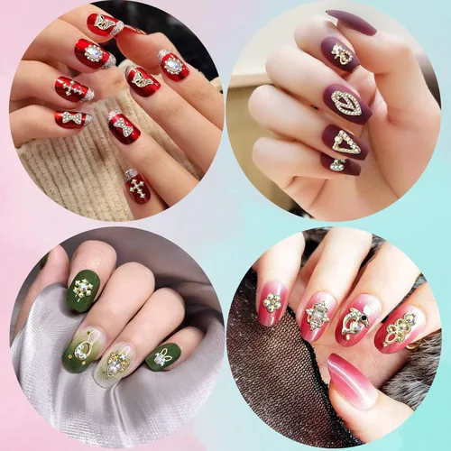 Miniatura 2 de 1 paquete de 50 diamantes de imitación dorados para uñas 3D para uñas acrílicas, joyas de uñas para arte de uñas, gemas de uñas #-Tono dorado-50