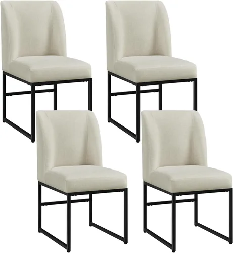 Miniatura 10 de Yaheetech Juego de 2 sillas de comedor tapizadas con respaldo medio acolchado y patas de metal para comedor, sala de estar, restaurante, diseño sin