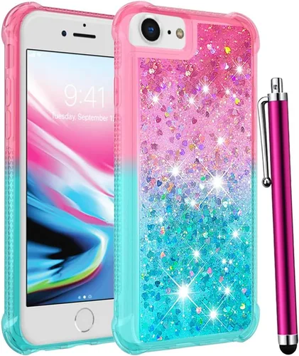 Funda para iPod Touch de 7ª generación, iPod Touch 6ª/5ª generación para niñas, mujeres, niños, bonita purpurina líquida suave TPU transparente a