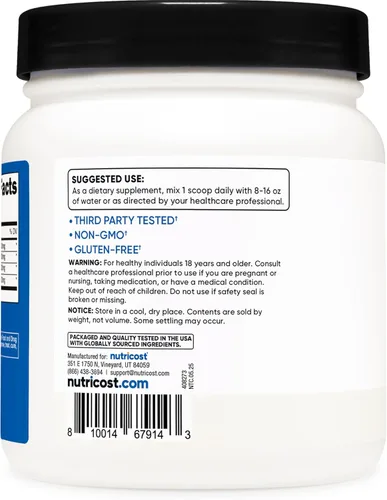 Miniatura 4 de Nutricost BCAA en Polvo 2:1:1 (90 Porciones, Sin Sabor Añadido) - Aminoácidos de Cadena Ramificada