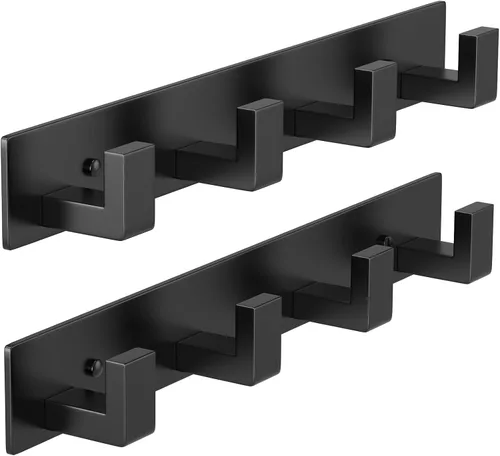 Miniatura 16 de PMMASTO Perchero montado en la pared, 3 ganchos de pared en forma de T para colgar, riel de ganchos para abrigos de acero inoxidable resistente