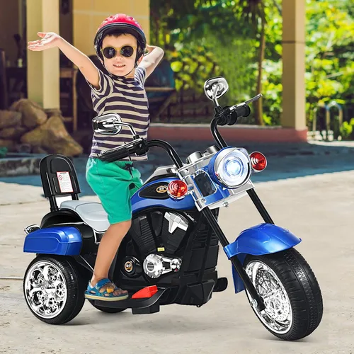 Miniatura 3 de HONEY JOY Motocicleta para niños, mini moto eléctrica de 3 ruedas con batería de 6 V, juguete de paseo con claxon y faro, pedal de pie, para niños
