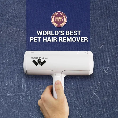 Miniatura 2 de Mindful Design Rodillo removedor de pelo de mascotas y rodillo de pelusa reutilizable – Removedor de pelo de gatos y perros para muebles, sofá