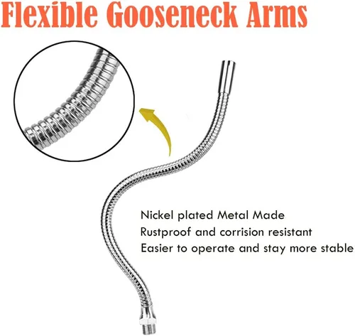 Miniatura 2 de Toolour Helping Hands - Herramienta de tercera mano, base de abrazadera de mesa con 2 brazos flexibles chapados en níquel y clips de cocodrilo