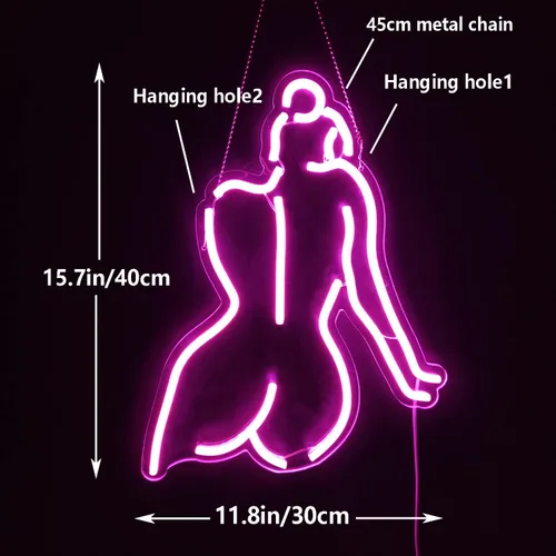 Miniatura 7 de Señal LED de neón con texto en inglés "Lady Back" para decoración de pared, de 16 x 12 pulgadas, luces de neón rosas para dormitorio, bar, hombre