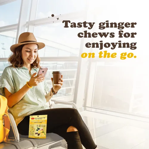 Miniatura 4 de Pocas Lemon Ginger Chews - Masticables de jengibre dulce y picante, bocadillos bajos en calorías envueltos individualmente, caramelo de jengibre