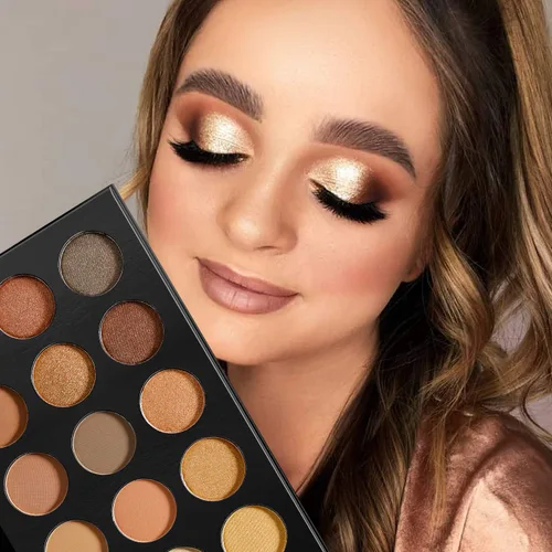 Miniatura 3 de Paleta de sombra de ojos Nude Gold Natural Desnuda Ahumada Cálido Neutro 15 tonos, DE'LANCI Paleta de sombra de ojos ultra-mezclable de alta