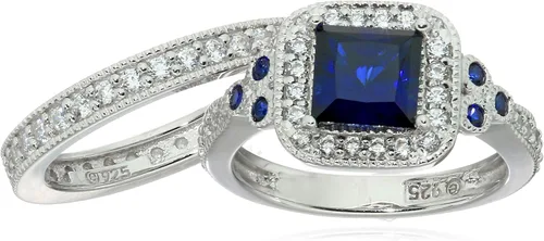 Miniatura 22 de Amazon Essentials Anillo antiguo de plata de ley chapada en platino o oro con circonita cúbica de elementos infinitos de corte Asscher