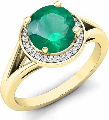 Miniatura 114 de Dazzlingrock Collection Anillo de compromiso redondo de 0.276 in con halo de diamante blanco y vástago dividido para ella en oro macizo de 14