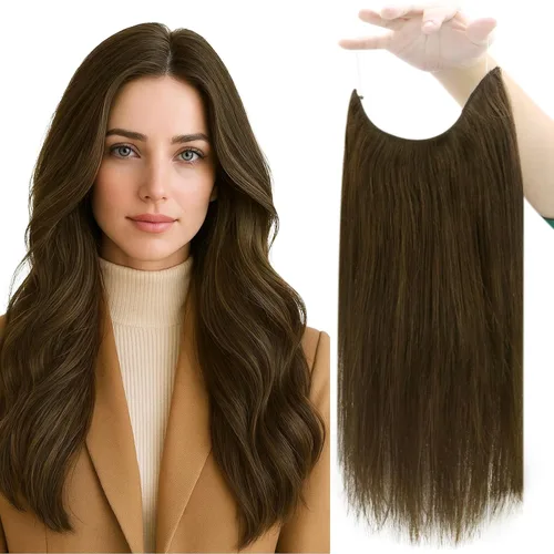 Miniatura 35 de Fshine - Extensiones de cabello humano con clip, de 16 pulgadas, con clip, color marrón chocolate, mezcla de rubio caramelo, extensiones de cabello