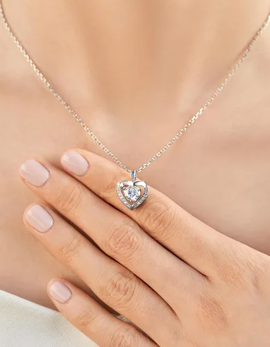 Miniatura 9 de MomentWish Collar de corazón para mujer, moissanita, diamante de imitación, plata de ley 925