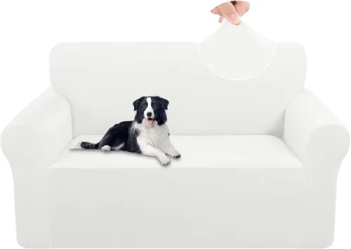 Miniatura 32 de U-NICE HOME Fundas de terciopelo para sofá, fundas elásticas para sofá de 3 cojines, protector de muebles (XL, grande, beige)