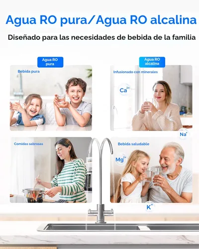Miniatura 4 de Waterdrop Filtro de agua de ósmosis inversa alcalino T4-A pH +, doble flujo, certificado NSF/ANSI 372, 10 etapas, sistema de filtración de ósmosis
