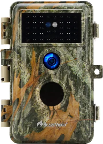 BLAZEVIDEO Cámara de rastreo de video de 64 MP 1296P, visión nocturna sin brillo de 940 nm, detección PIR enfocada en 70° (menos alertas falsas),
