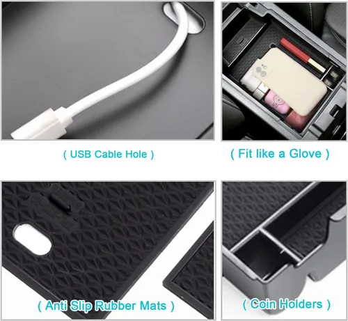 Miniatura 3 de CDEFG Organizador de accesorios de consola central para Chevy Blazer 2019-2025 2026 Material ABS, bandeja de inserción de caja de reposabrazos Negro