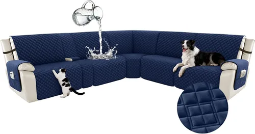 Miniatura 25 de Arfntevss Fundas para sofá seccional reclinable para sofá seccional en forma de L, funda antideslizante lavable para sofá reclinable con forma de L