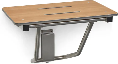 Miniatura 13 de Asiento de ducha plegable de montaje en pared negro de 32" x 15", compatible con ADA