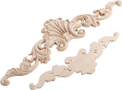Miniatura 7 de MUXSAM Apliques tallados en madera, detalles de tallado transparente superpuestos, calcomanías artesanales para gabinetes, manteles de pared