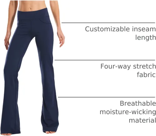 Miniatura 91 de Safort Pantalones de yoga con entrepierna de 28" 30" 32" 34"más amplios en la parte inferior para botas altas, 4 bolsillos, UPF50+