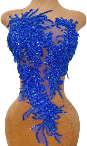 Miniatura 7 de Vestido de novia con cuentas a mano, parches para coser en apliques de encaje con diamantes de imitación, accesorios de cristales de bricolaje