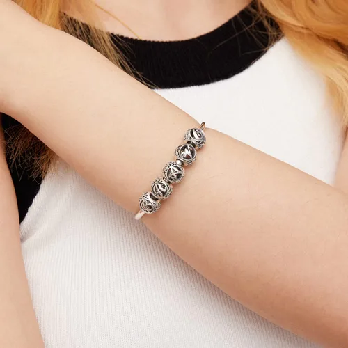 Miniatura 7 de RUKYF Dijes de letras de plata de ley 925 con inicial de la A a la Z para pulseras, collares, cuentas del alfabeto de circonita cúbica, regalos