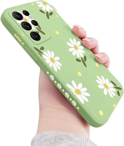 Miniatura 11 de Funda compatible con Galaxy S22 Ultra con bonito patrón de margaritas, protección de lente de cámara, a prueba de golpes, TPU parachoques